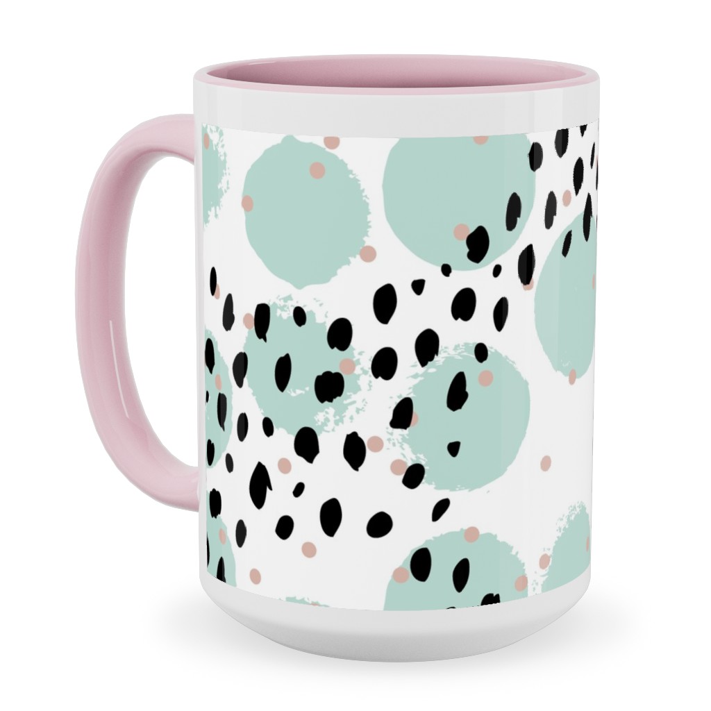 Abstract Rain - Green Ceramic Mug, Pink, , 15oz, Green, Classic Green