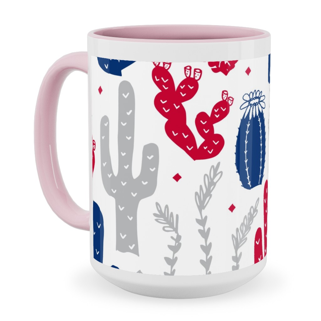 Arizona Backyard Red, White and Blue Ceramic Mug, Pink,  , 15oz, Multicolor