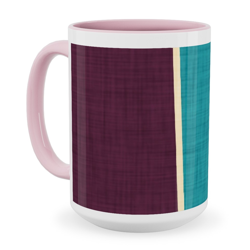 Mid Century Mod Retro Waves - Multi Ceramic Mug, Pink,  , 15oz, Multicolor