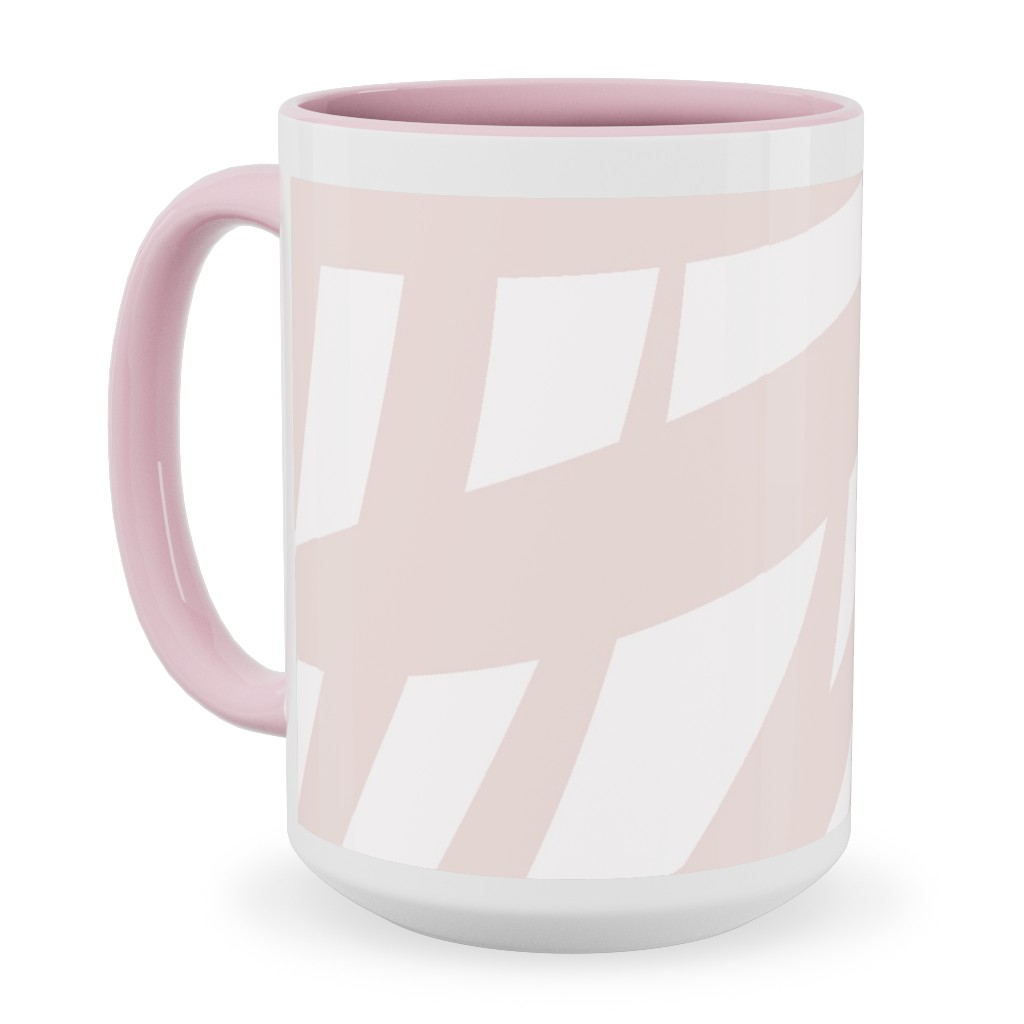 Fronds - Petal Pink Ceramic Mug, Pink, , 15oz, Pink, Bright Pink