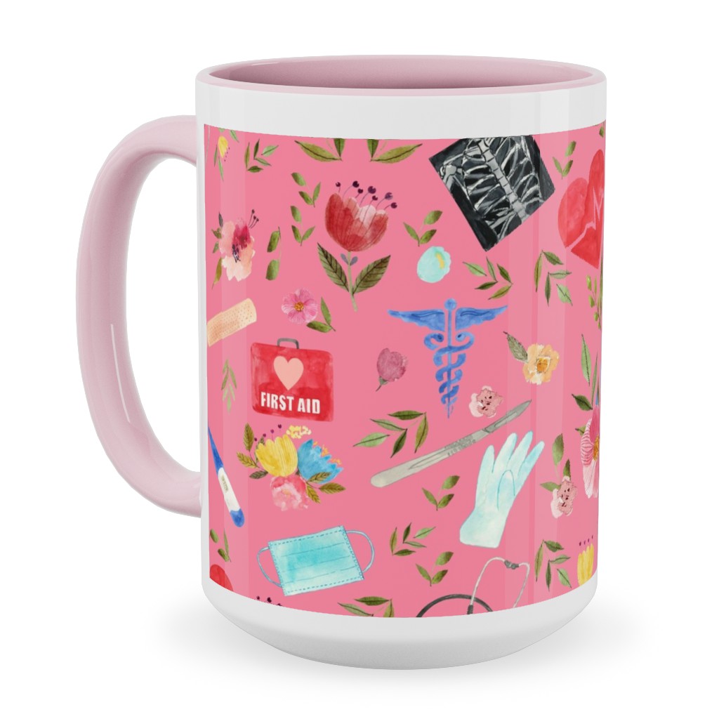 Love To Care Ceramic Mug, Pink, , 15oz, Pink, Wild Posies