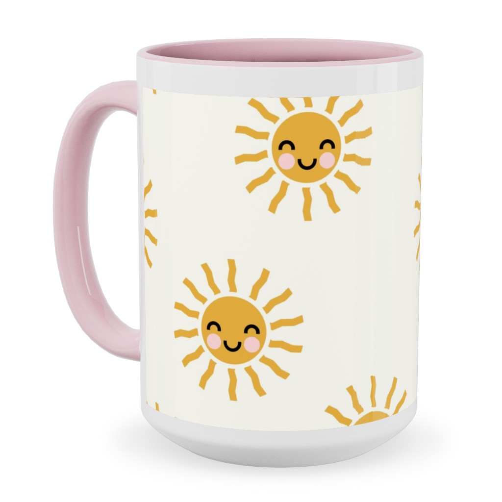 Cute Sunshine - Yellow Ceramic Mug, Pink, , 15oz, Yellow, Classic Yellow