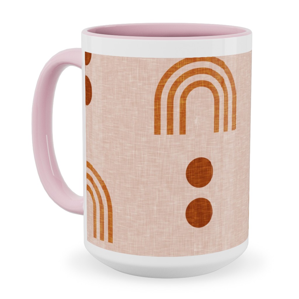 Aria Geometric Rainbow Ceramic Mug, Pink, , 15oz, Pink, Wheat