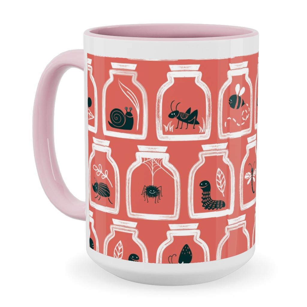 a Collection of Bugs Ceramic Mug, Pink,  , 15oz, Pink