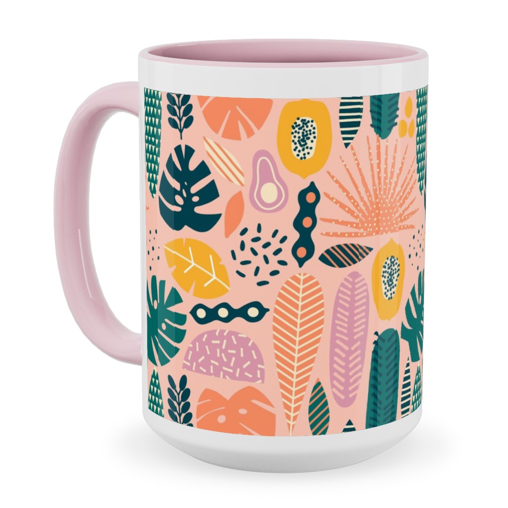 Hawaii Floral - Pink Ceramic Mug, Pink,  , 15oz, Multicolor