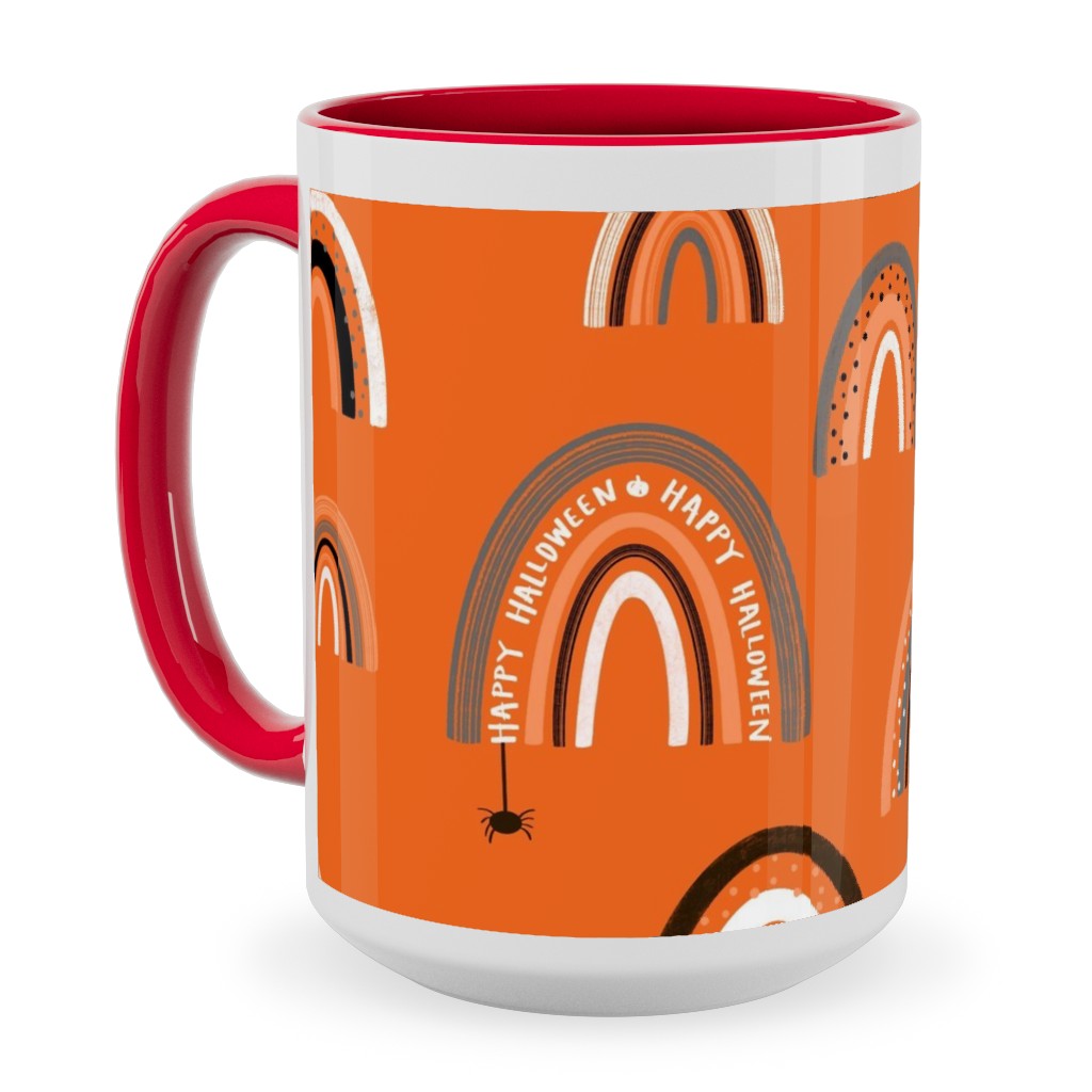 Happy Halloween Rainbows - Orange Ceramic Mug, Red, , 15oz, Orange, Orange