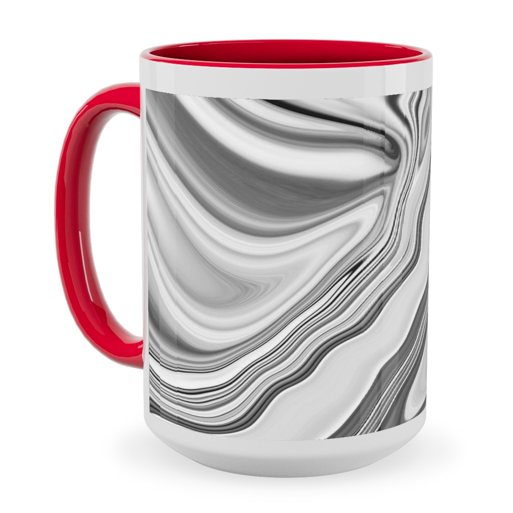 Love Spell Marble - Black and White Ceramic Mug, Red, , 15oz, Gray, Gray