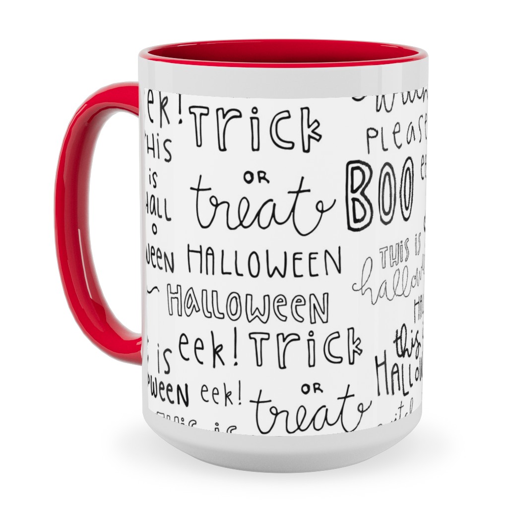Halloween Words - White Ceramic Mug, Red, , 15oz, White, White
