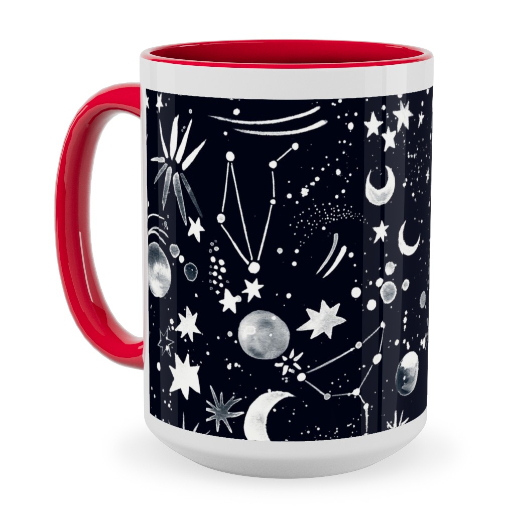 Constellations - Black Ceramic Mug, Red,  , 15oz, Black