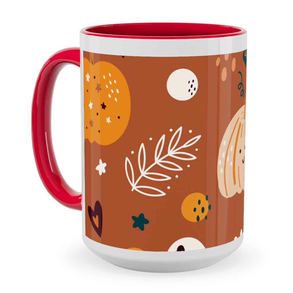 Autumn Pattern - Orange Ceramic Mug, Red, , 15oz, Orange, Orange