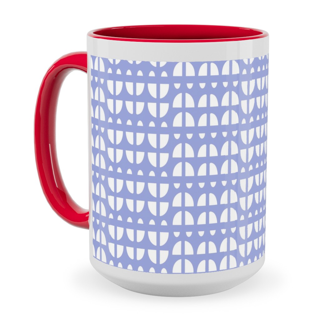 Geometric - Blue Ceramic Mug, Red, , 15oz, Blue, True Blue