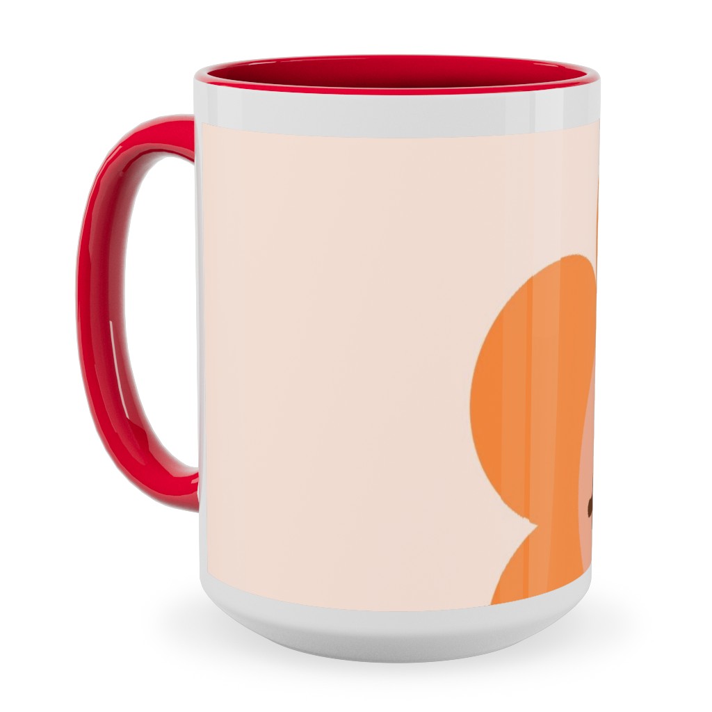 Smiley Floral - Orange Ceramic Mug, Red, , 15oz, Orange, Orange