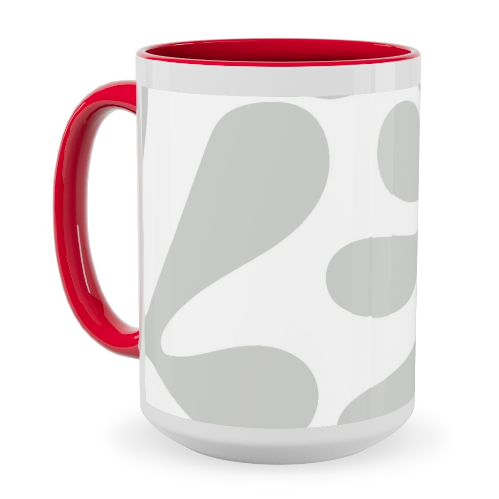 Block Print Texture Ceramic Mug, Red, , 15oz, Gray, Silver