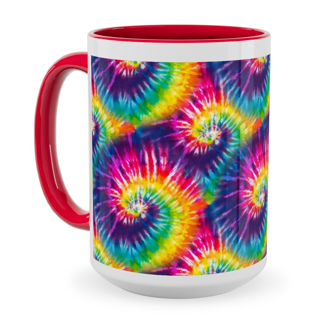 Colorful Rainbow Tie Dye Swirl - Multi Ceramic Mug, Red,  , 15oz, Multicolor