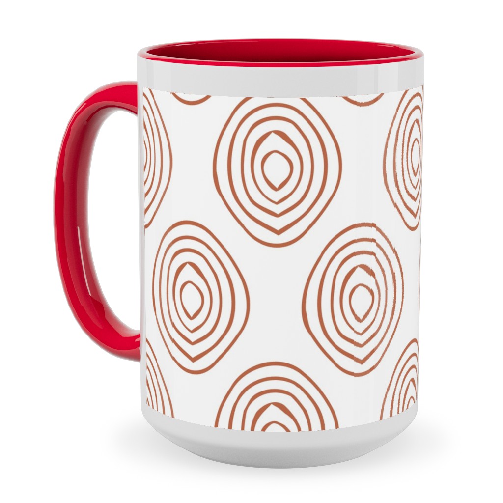 Abstract Circle - Terracotta Ceramic Mug, Red, , 15oz, Brown, Brown