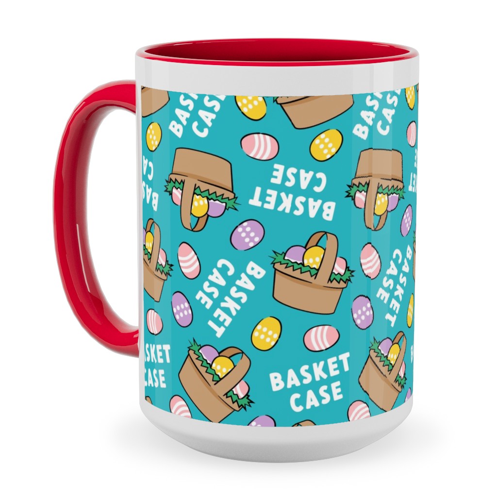 Basket Case - Basket and Eggs - Blue Ceramic Mug, Red, , 15oz, Blue, True Blue