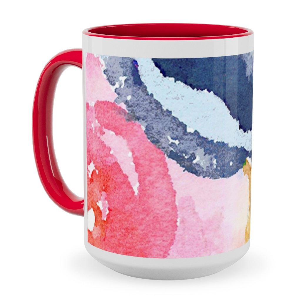 Spring Dreams - Watercolor Floral - Multi Ceramic Mug, Red, , 15oz, Multicolor