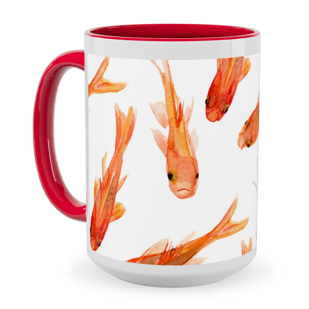 Goldfish Ceramic Mug, Red, , 15oz, Orange, Orange