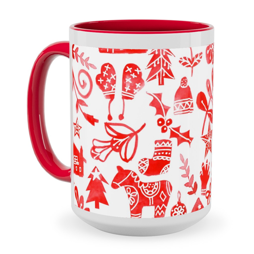 Red Christmas Ceramic Mug, Red, , 15oz, Red, Red