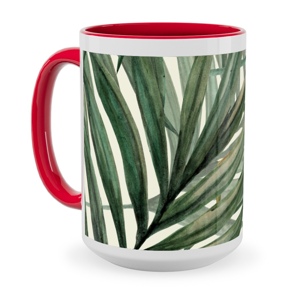 Palm Leaves King Pineapple Ceramic Mug, Red,  , 15oz, Green