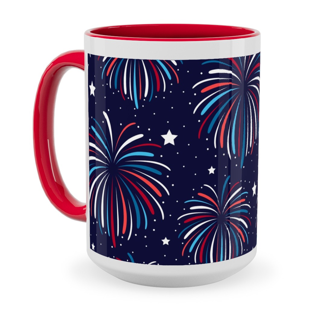 Star Spangled Night Ceramic Mug, Red,  , 15oz, Blue