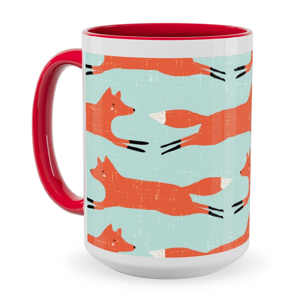 Little Orange Fox - Orange and Green Ceramic Mug, Red,  , 15oz, Orange