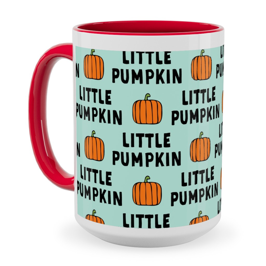 Little Pumpkin - Halloween - Aqua Ceramic Mug, Red, , 15oz, Green, Classic Green