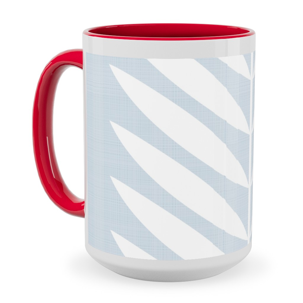 Laurel Leaf Stripe - Light Blue Ceramic Mug, Red,  , 15oz, Blue
