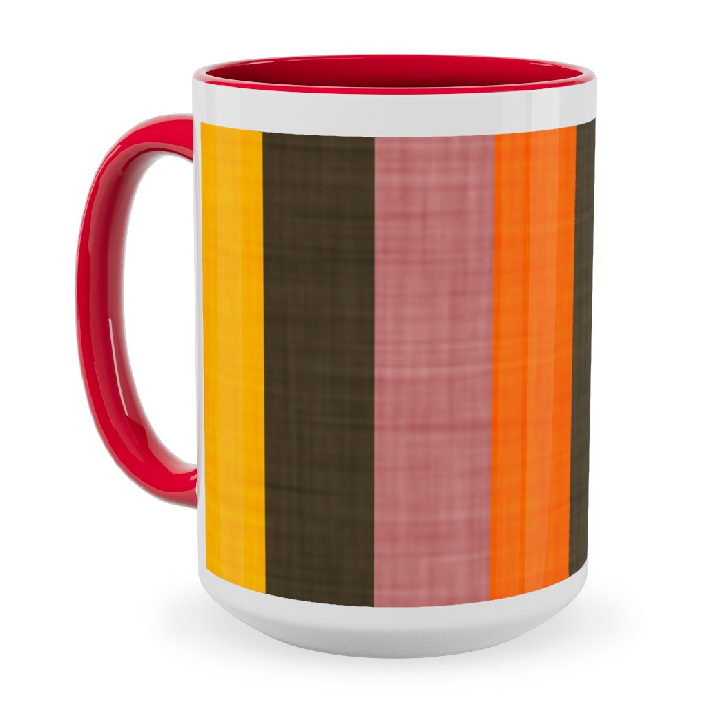 Retro Colorblock Sticks - Multi Ceramic Mug, Red,  , 15oz, Multicolor