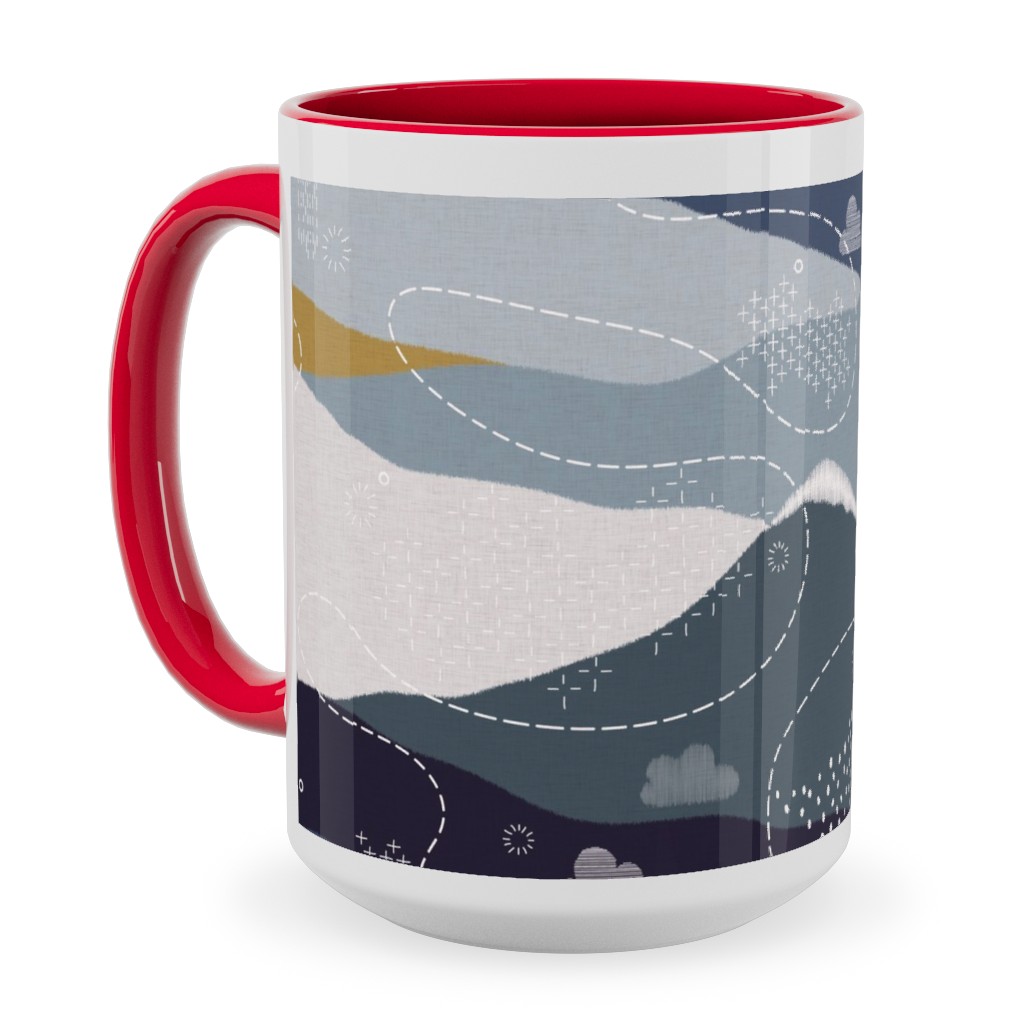 Ever Blue Mountains - Multi Ceramic Mug, Red,  , 15oz, Blue
