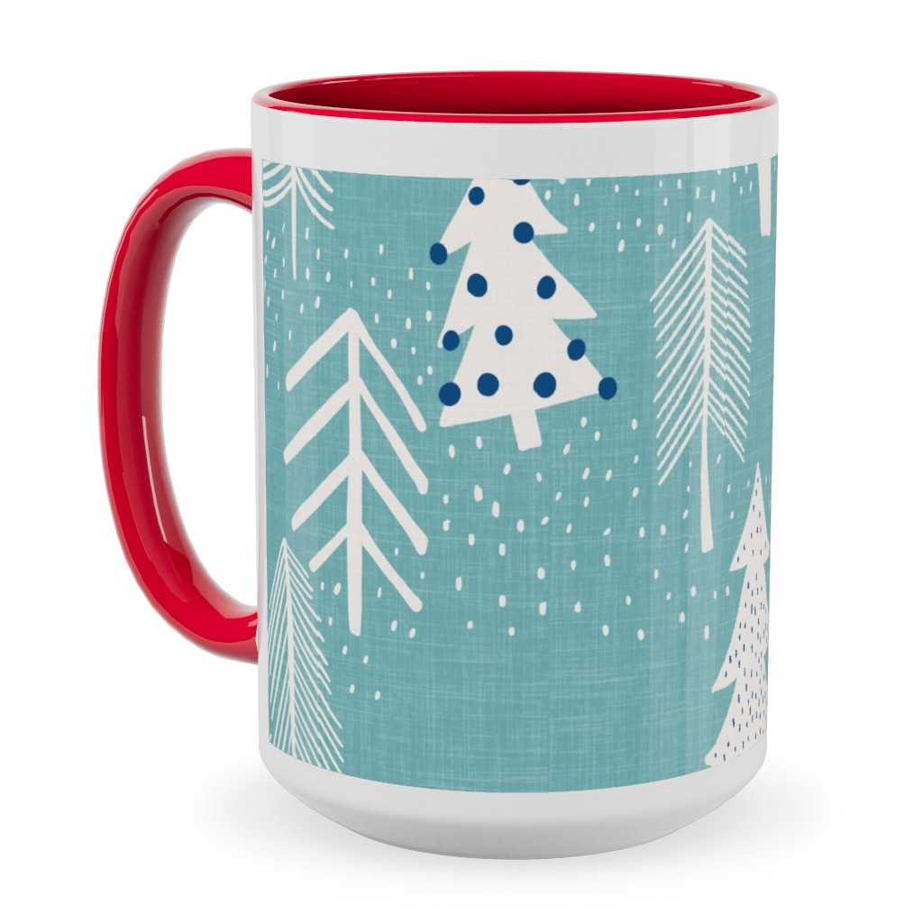 Evergreen Forest Ceramic Mug, Red, , 15oz, Blue, Sea