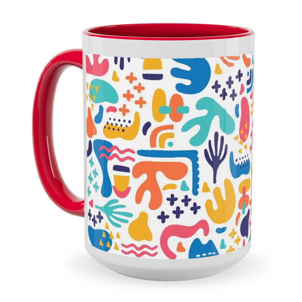 Organic Abstract Design - Multi Ceramic Mug, Red,  , 15oz, Multicolor