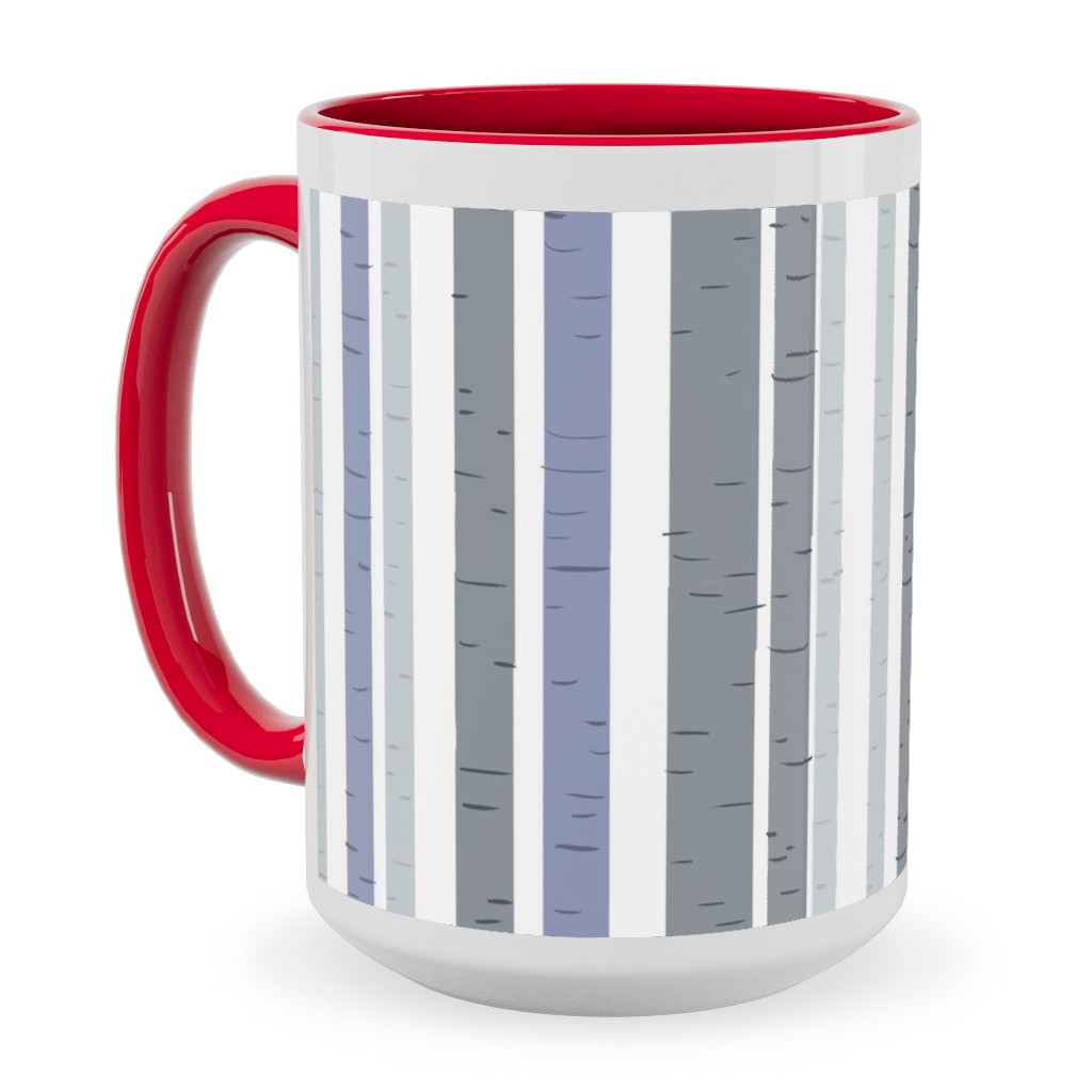 Wooded Aspens - Gray Ceramic Mug, Red,  , 15oz, Gray