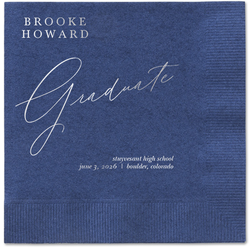 Graceful Touch Napkin, Grey, Navy, silver