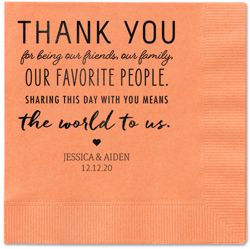 Huge Thanks Napkins, Black, Coral, Black