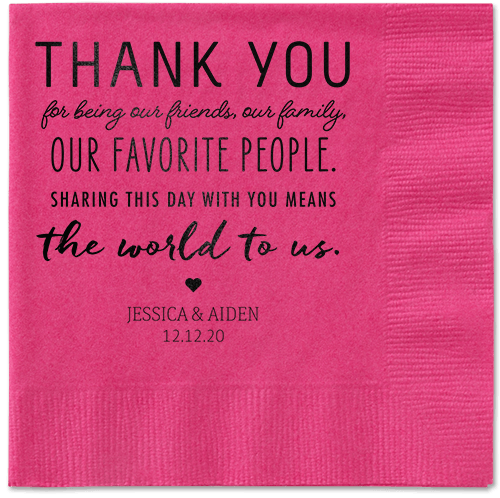 Huge Thanks Napkins, Black, Magenta