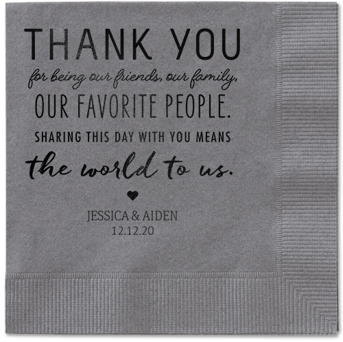 Huge Thanks Napkins, Black, Pewter, Black