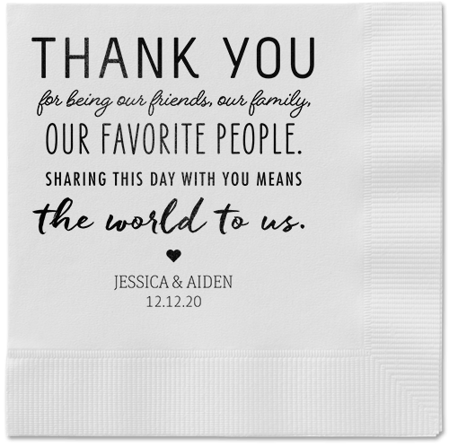 Huge Thanks Napkins, Black, White