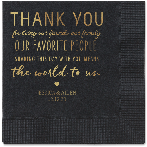 Huge Thanks Napkins, Yellow, Black, Gold