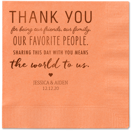 Huge Thanks Napkins, Brown, Coral