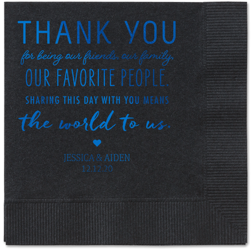 Huge Thanks Napkins, Blue, Black, Royal