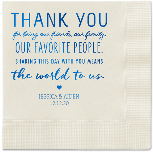 Huge Thanks Napkins, Blue, Ecru, Royal