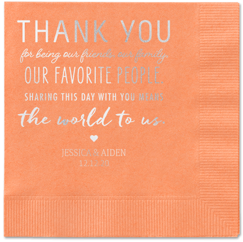 Huge Thanks Napkins, Grey, Coral, Silver