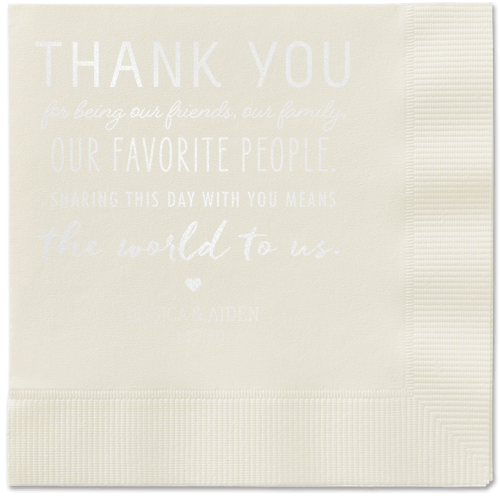 Huge Thanks Napkins, White, Ecru