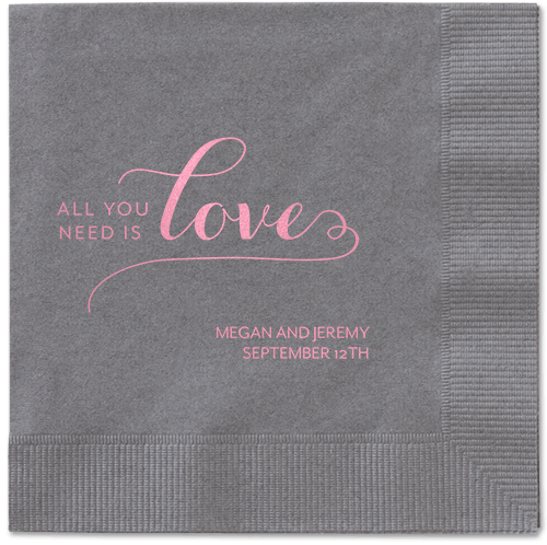 Lovely Feeling Napkins, Pink, Pewter