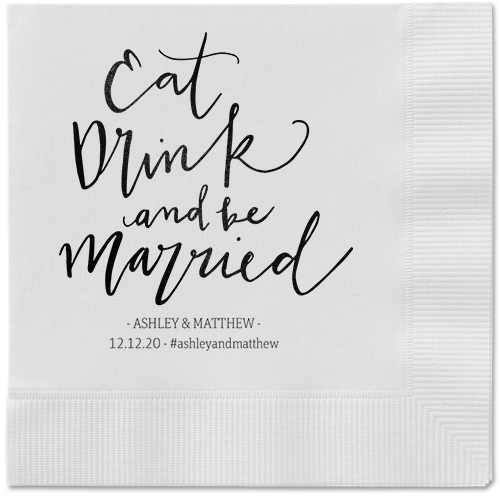 Married Festivity Napkins, Black, White, Black