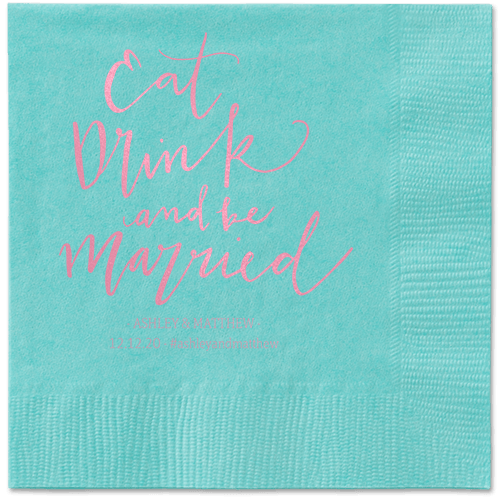 Married Festivity Napkins, Pink, Aqua, Blush