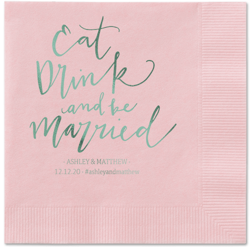 Married Festivity Napkins, Green, Blush
