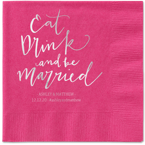 Married Festivity Napkins, Grey, Magenta