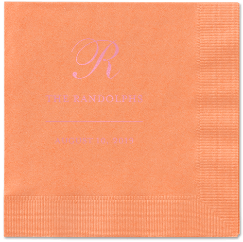 Monogrammed Love Napkins, Pink, Coral